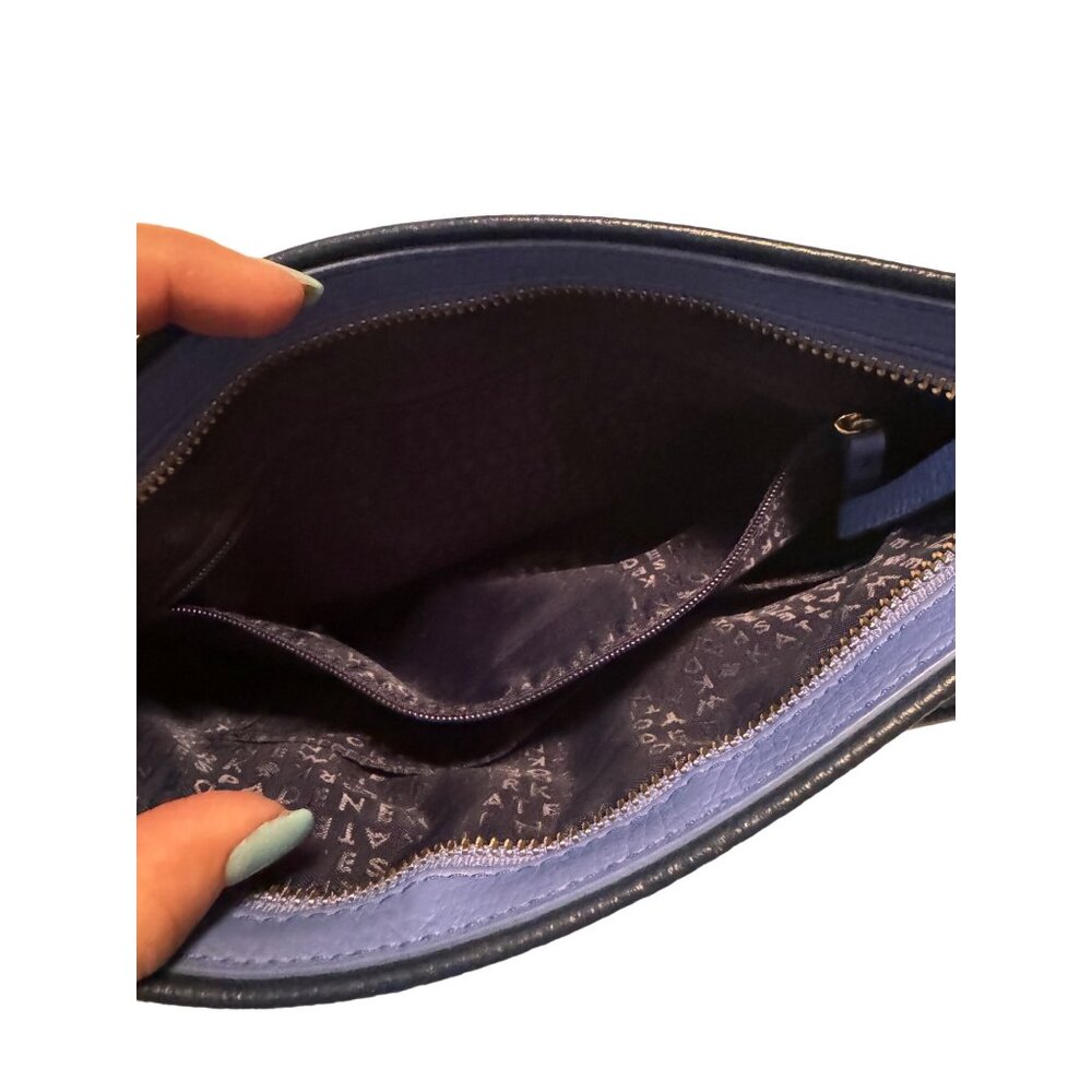 Kate Spade New York Blue Pebbled Leather Zipper Crossbody Purse Bag - Picture 4 of 10